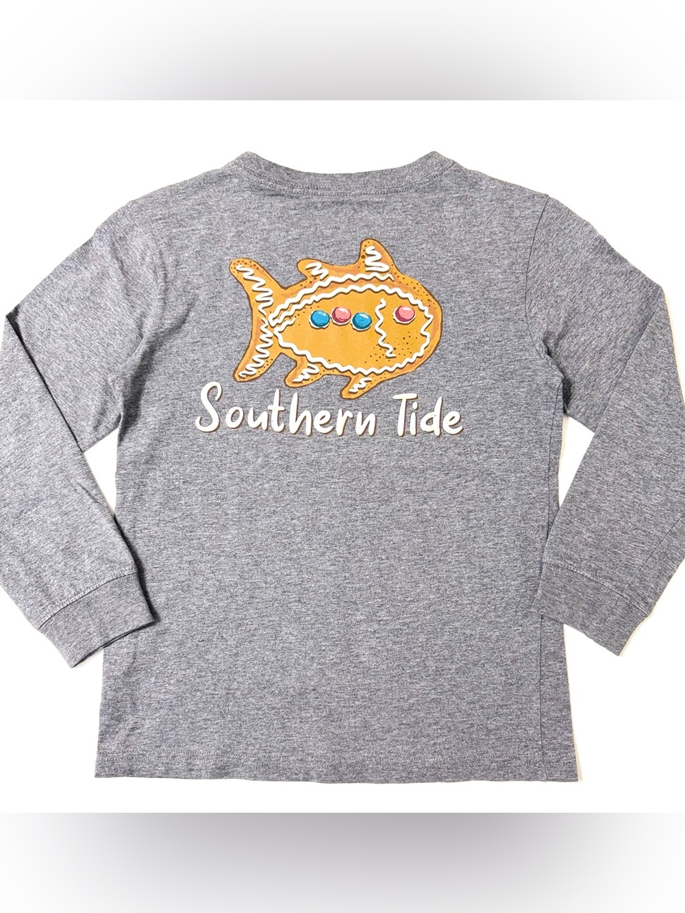 Southern Tide Boys Gray Gingerbread Skipjack Long-Sleeve T-Shirt - Med (8-10)